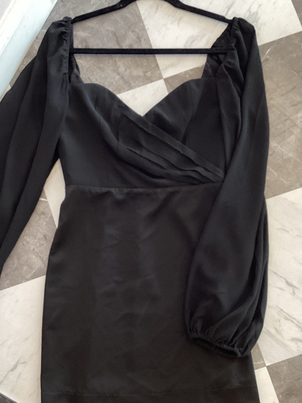 NBD Black Long-Sleeve Square-Neck Mini Dress